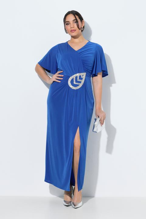 Image du produit Ulla Popken Robe maxi manches courtes et décolleté en V, drapé, application (54)