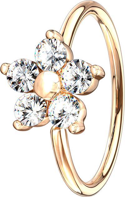 Immagine prodotto Star Piercing Anello Micro Piercing oro rosa cristallo fiore argento (Ottone)