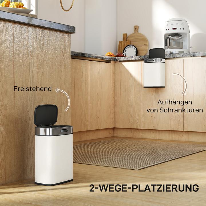 Produktbild Homcom Mülleimer Edelstahl, Kunststoff Cremeweiss (5 l)