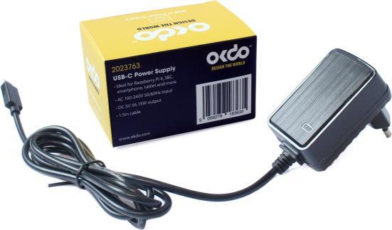 Actual product image OKdo FJOS2003012 - Raspberry Pi Power Supply, USB Type C with EU Plug Type, 1.5 m (Power supply)