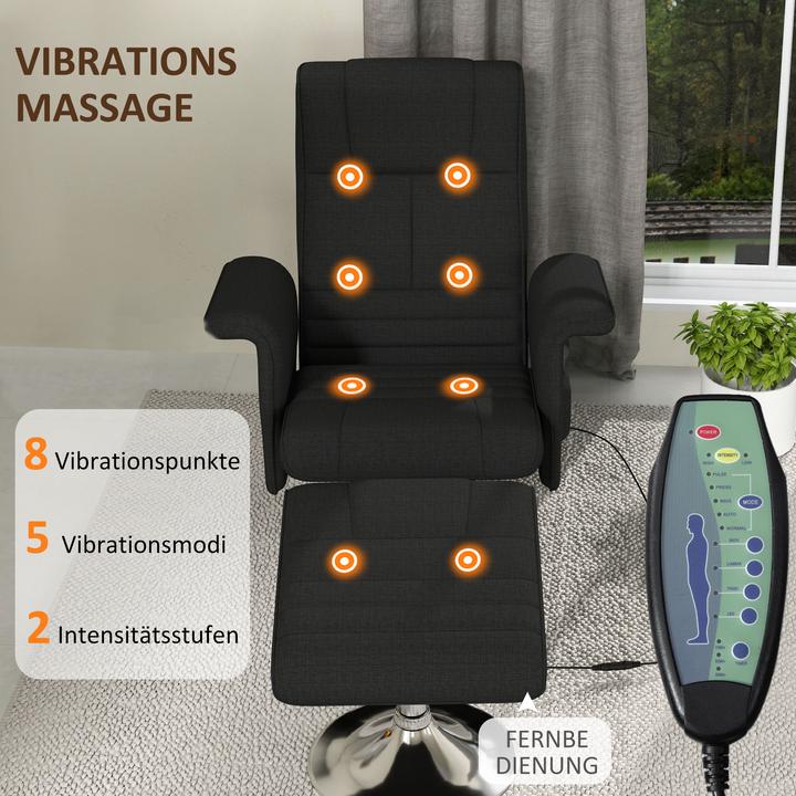 Produktbild Homcom Massagesessel mit Fusshocker Polyester, Stahl Schwarz