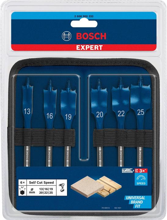 Actual product image Bosch Professional Zubehör Expert SelfCut Speed flat milling bit set, 13/16/19/20/22/25 mm, 6 pcs. (25 mm, 20 mm, 13 mm, 16 mm, 22 mm, 19 mm)