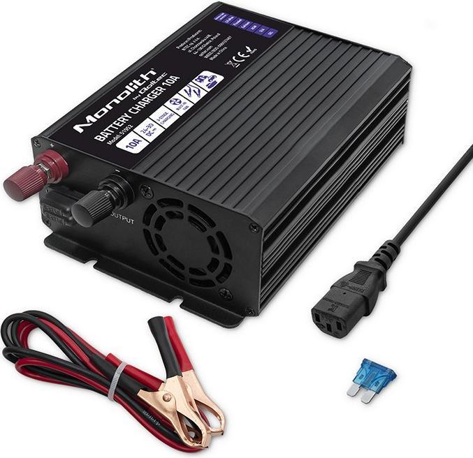 Actual product image Qoltec Smart Monolith battery charger for LiFePO4 AGM GEL SLA batteries | 10A | 24V (24V, 10 A)