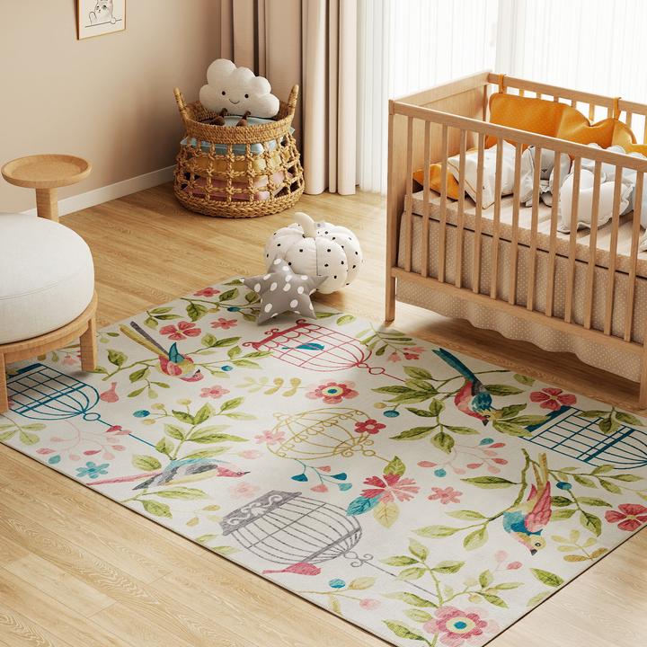 Produktbild Homcom Teppich Polyester Cremeweiss+Rosa (200 x 140 cm)