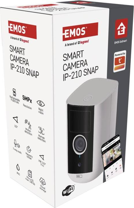 Immagine prodotto Emos Telecamera IP per esterni GoSmart con WiFi IP-210 SNAP, alimentata a batteria (2592 x 1944 pixel)