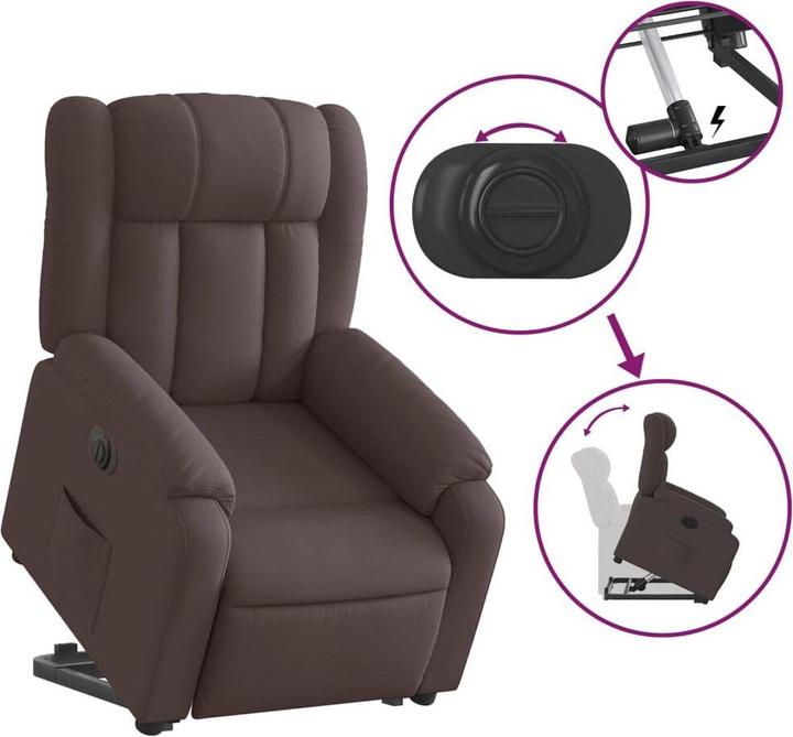 Actual product image vidaXL Recliner with stand-up aid Electric TV armchair Dark brown fabric
