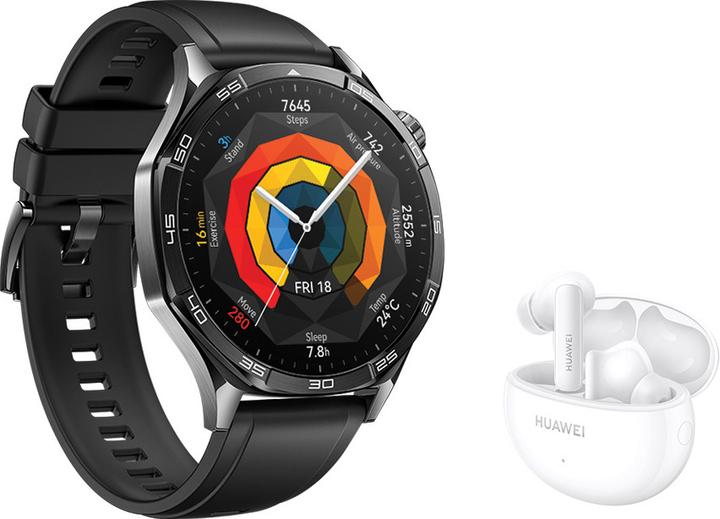 Huawei GT5 46MM Smartwatch, Black + Freebuds 5i Earbuds