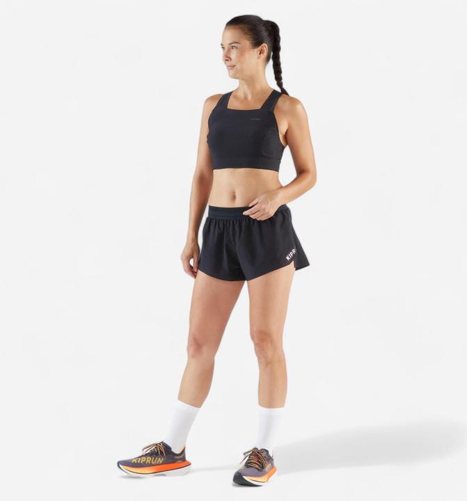 Actual product image Kiprun Laufshirt Crop Top Damen leicht - Race Crop Light 900 schwarz Méline Rollin (XS)