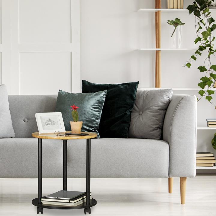 Immagine prodotto Relaxdays Tavolino da salotto rotondo con rotelle (40 x 40 x 49 cm)