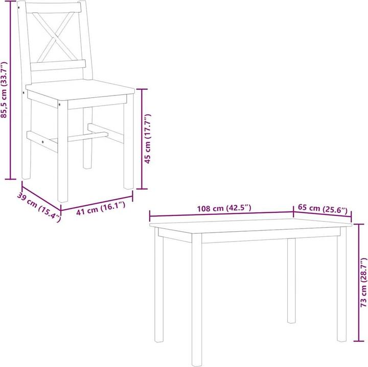 Actual product image vidaXL Esstisch und Stühle (Wood)