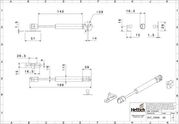 Image du produit Hettich Klappenhalter 199 mm, vernickelt