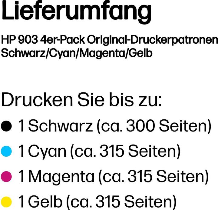 Voedingswaarden en ingrediënten HP 903 4-pack (M, C, Y, BK)