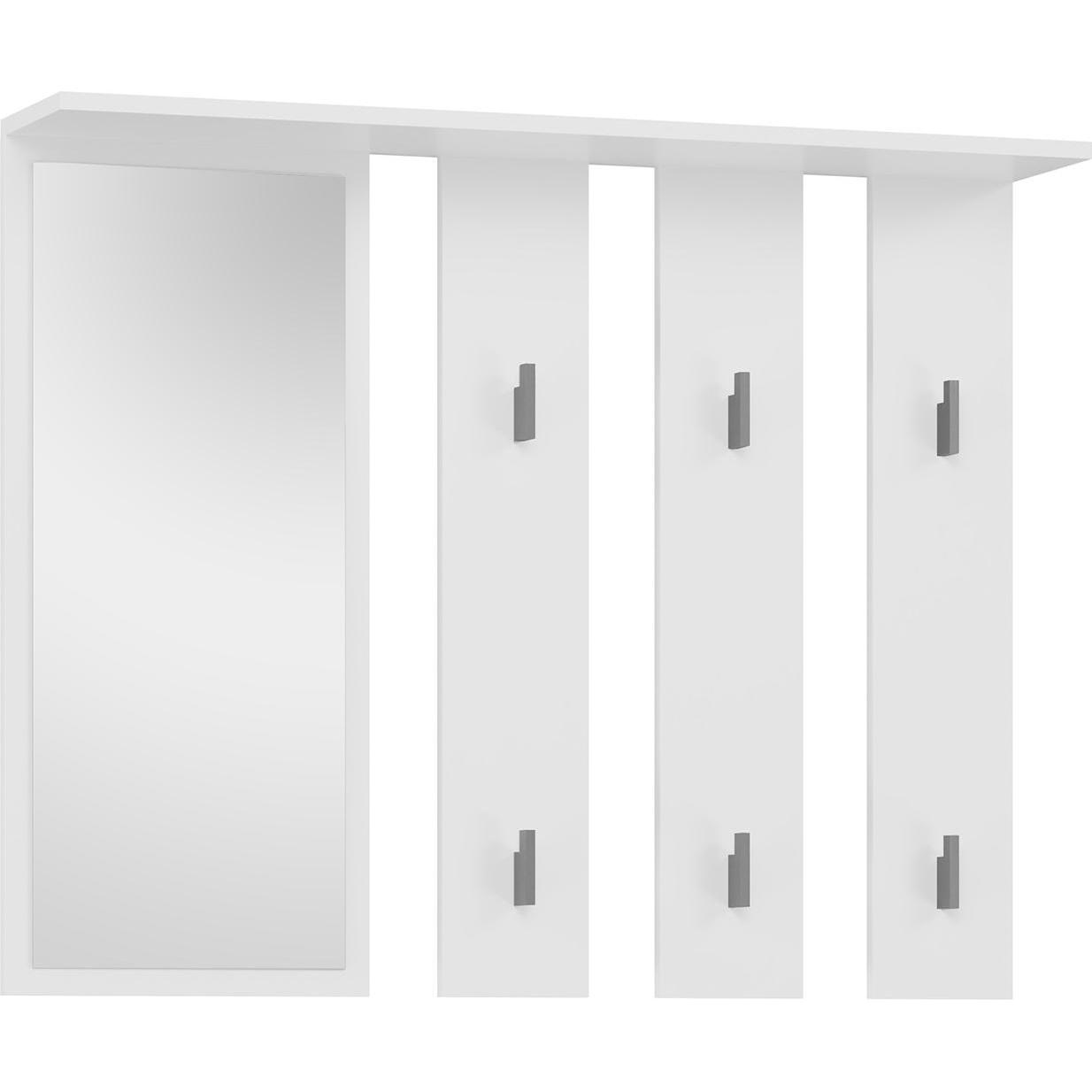 Topeshop, Kleiderbügel, Kleiderbügel + Spiegel PARMA 100x15x.81 5 cm Weiss (1 x)