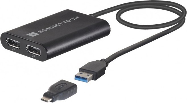 Produktbild Sonnet Dual 4K 60Hz DisplayPort Adapter for M1 Thunderbolt Macs *New (USB-A, 30 cm)