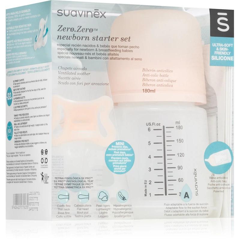 Suavinex Trasparente/Rosa/Beige Biberon, Zero Zero (180 Ml)