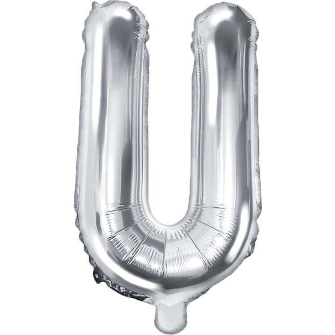 Partydeco Alu-Buchstabenballon 35cm Silber - U