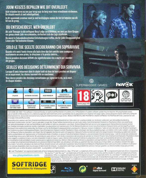 Produktbild Sony Until Dawn (PS4, Multilingual)