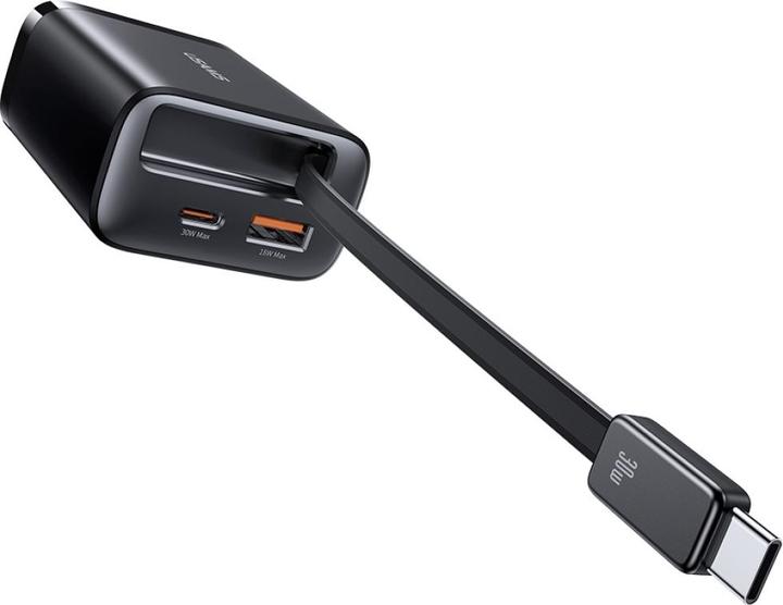 Image du produit Usams CC296 30W Fast Charger With Retractable Type-C Cable (EU) - Xiang Series White (30 W, 2 ports)