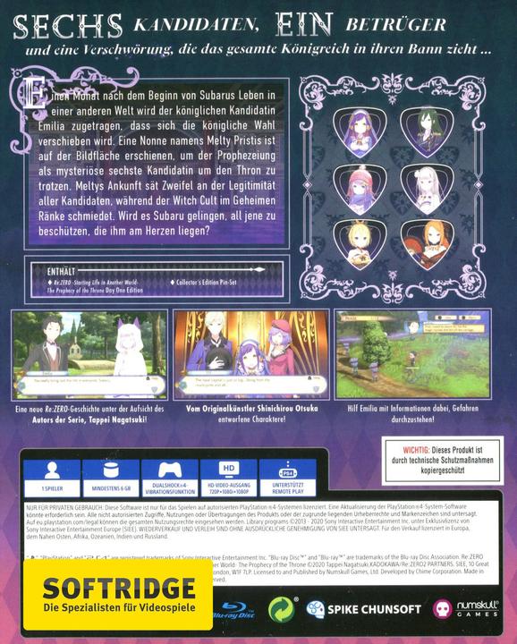 Actual product image Spike Chunsoft Re:ZERO - The Prophecy of the Throne (PS4, DE)