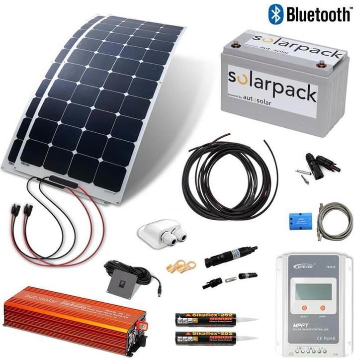 Immagine prodotto Autosolar Pacchetto completo 330W flessibile con batteria al litio 105Ah e inverter 2000W con materiale di (300 W)