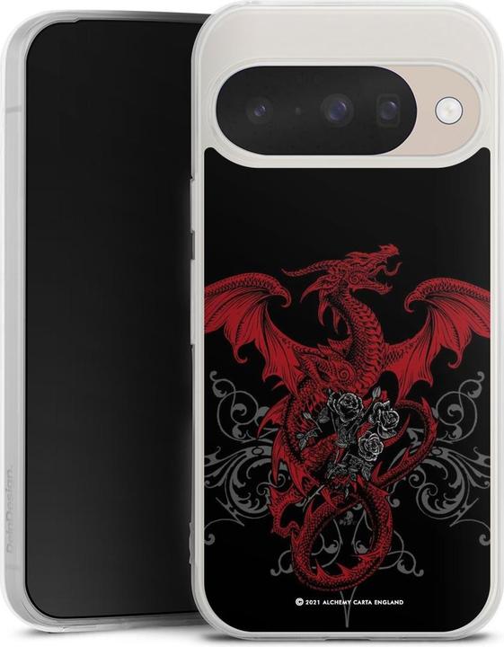 DeinDesign Silikon Hlle fr Google Pixel 10 Pro Handyhlle Case Smartphone  Schutzhlle Drache Gothic Rot
