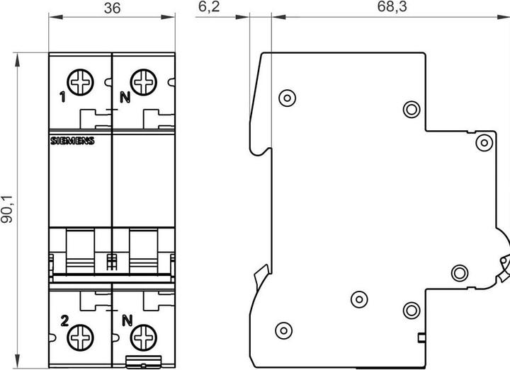 Produktbild Siemens Leitungsschutzschalter UC C 13A 1+N 400V 5SL6513-7