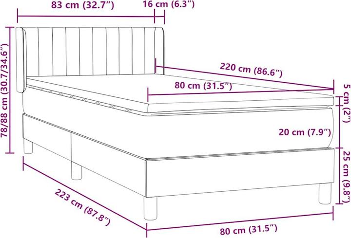 Actual product image vidaXL Boxspringbett (80 x 220 cm)