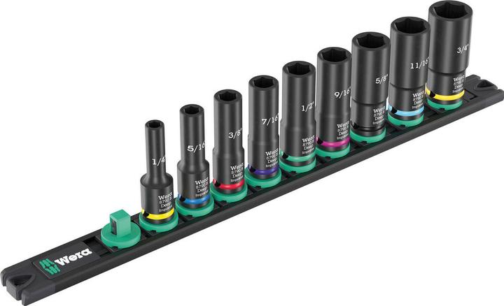 Actual product image Wera 8790 Nuss-Magnetleiste B Deep Impaktor Imperial 1, 3/8 (11/16", 1/2", 3/8", 7/16", 3/4", 5/16", 9/16", 5/8", 1/4")
