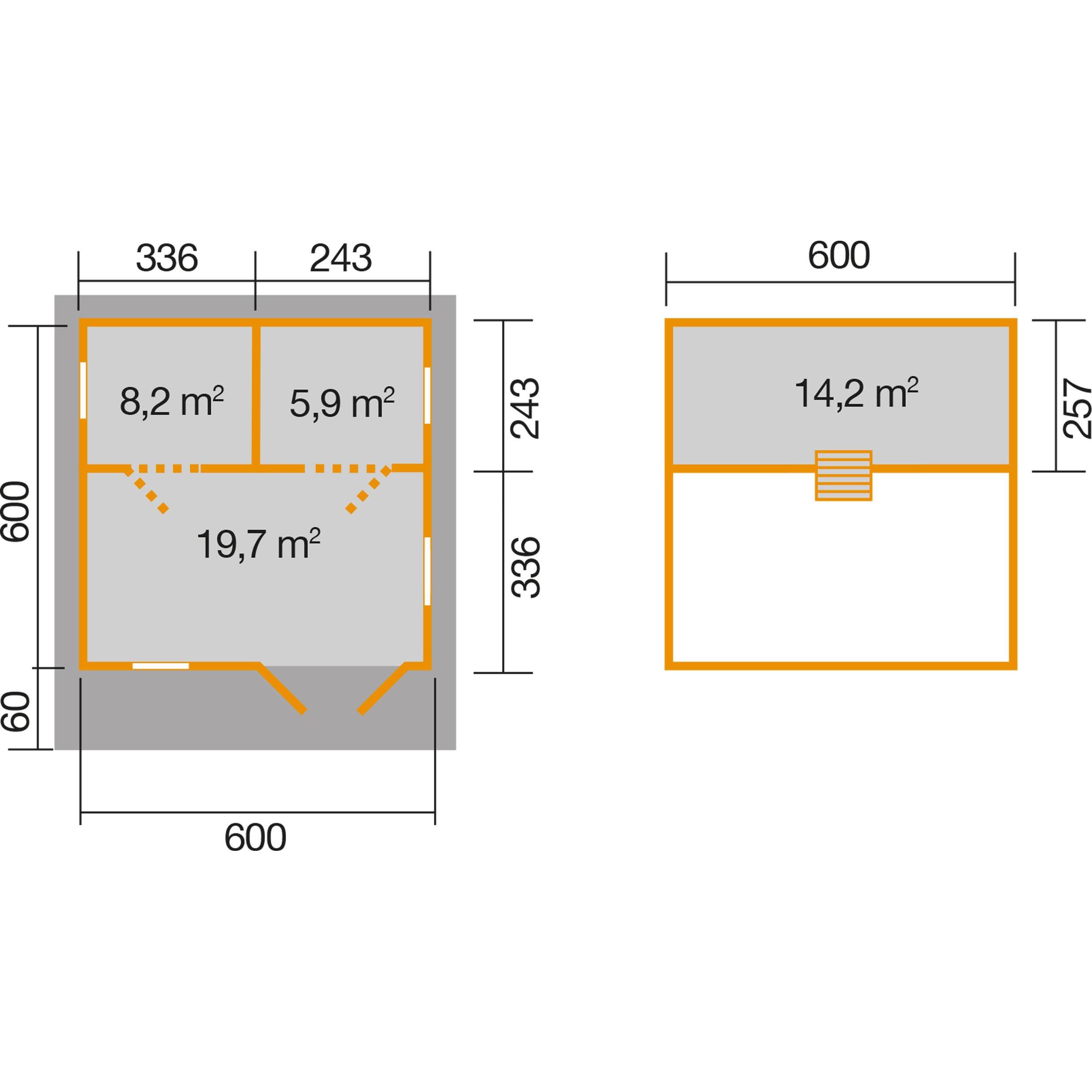 Thumbnail - Weka Holzbau, Gartenhaus + Gartenschrank, Weekendhaus Typ 703 Gr. 2