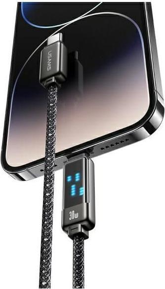 Actual product image Usams USB-C to Lightning Cable 30W 1.2m Zinc Alloy Fast Charging Data Cable Meteor Series SJ743USB0 (1.20 m, 30 W)