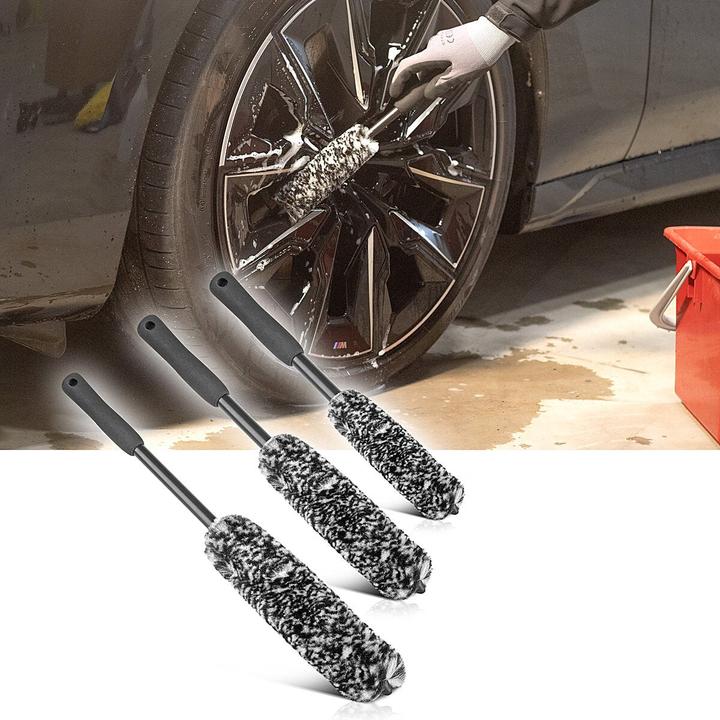 Immagine prodotto Stahlwerk Set di 3 spazzole per la pulizia dell'auto Spazzola per ruote Spazzola per lavaggio auto