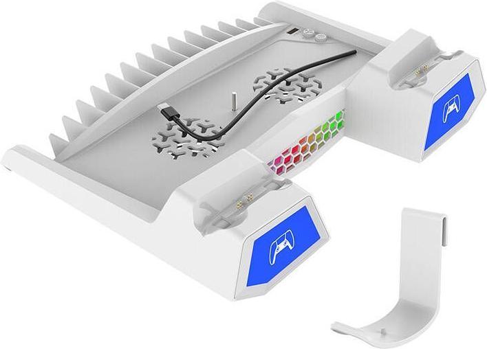 Produktbild - iPega P5S023 Multifunctional Charging RGB Stand with Cooling for PS5/PS5 Slim White (PS5)