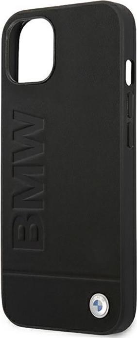 Actual product image BMW Case BMHCP14MSLLBK iPhone 14 Plus 6.7" czarny/black Leather Stamp (Apple iPhone 14 Plus)
