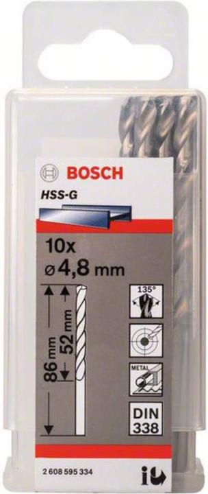 Actual product image Bosch Professional Zubehör PRO Metal HSS-G twist drill, 4.8 x 52 x 86 mm (4.8 mm)
