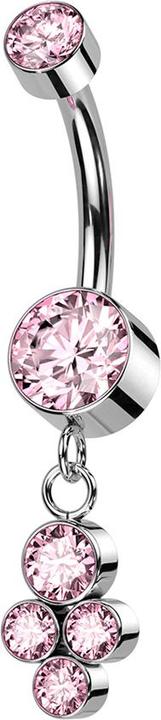 Immagine prodotto Star Piercing Banana filo interno rosa due cilindri cristallo argento ciondolo quattro cristalli rosa (senza ottone, Titanio)