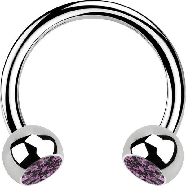 Image du produit Star Piercing Micro Circular Barbell argent avec deux boules de cristal violet clair (sans laiton, Acier chirurgical 316L)