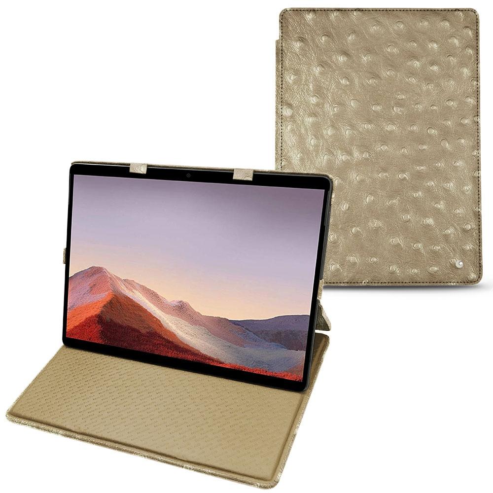 Noreve Lederschutzhülle vertikal (Microsoft Surface Pro X), Tablet Hülle, Beige