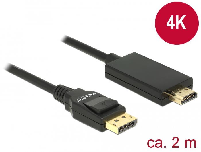 Produktbild Delock DisplayPort — HDMI (Typ A) (2 m, DisplayPort, HDMI, 2.0)