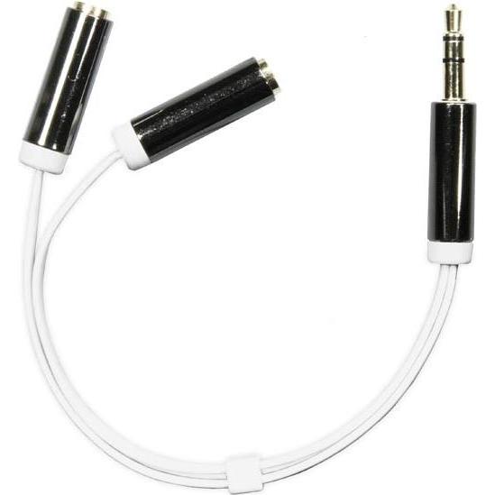 Deltaco Kbl Adapter iPhone 1x3.5mm-2x3.5mm Vit 0.5m (0.10 m), Audio Kabel