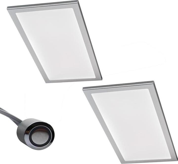 Produktbild Rolux 2er-Set LED Leuchte BASSO 2x6W, Edelstahl-Optik, 3000K warmweiss (300 lm)
