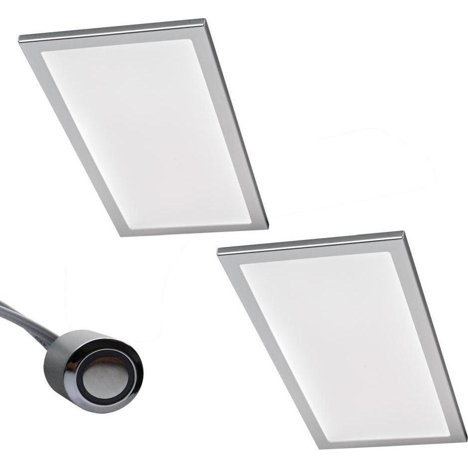 Rolux, Wandleuchte + Deckenleuchte, 2er-Set LED Leuchte BASSO 2x6W, Edelstahl-Optik, 3000K warmweiss (300 lm)
