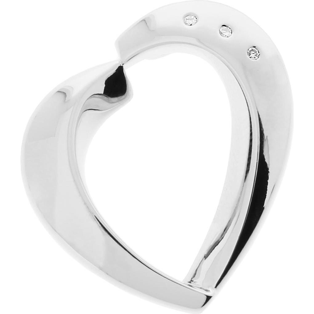 Xen, Ring, Herz-Anhänger mit 3 Diamanten 0,03 ct., (One Size, 925 Silber)