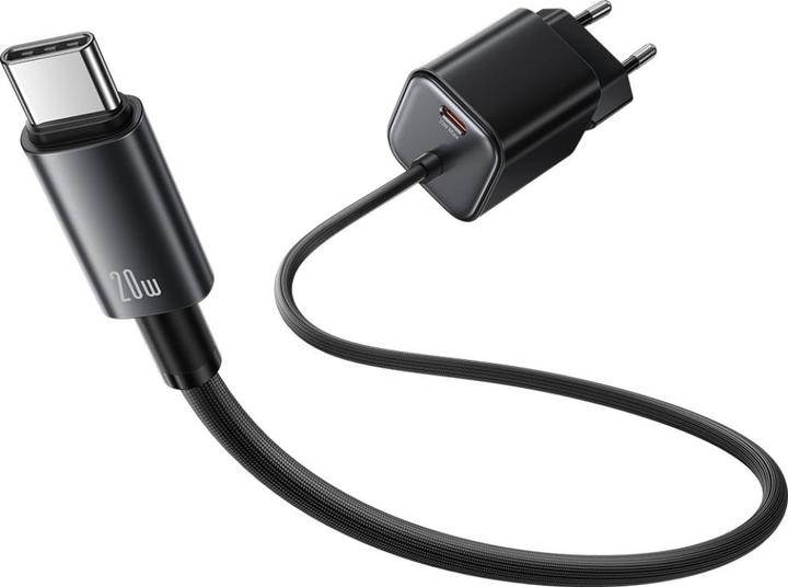 Actual product image Usams Ładowarka sieciowa JC Series CC261 20W GaN Mini Fast Charger 2xUSB-C czarny (20 W, 2 ports)
