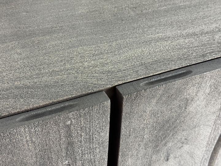 Produktbild FineBuy TV Schrank Lowboard 160 cm Smoked Grey Holz Massiv Fernsehkommode Grau