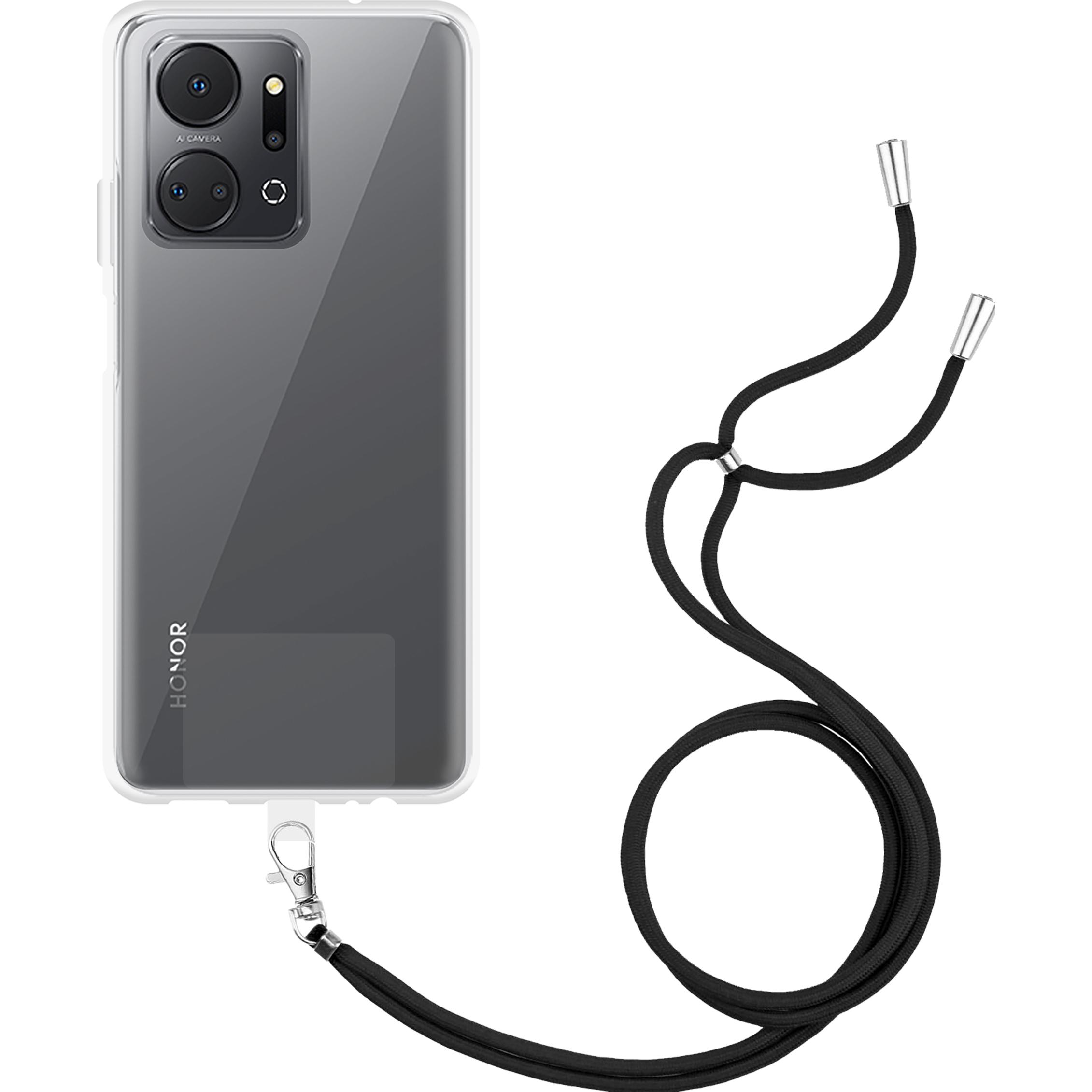 Cazy Handykette Hülle Kompatibel mit Honor X8a - Silikon Handyhülle mit Band Necklace Hülle - Transparant, Handykette, T...