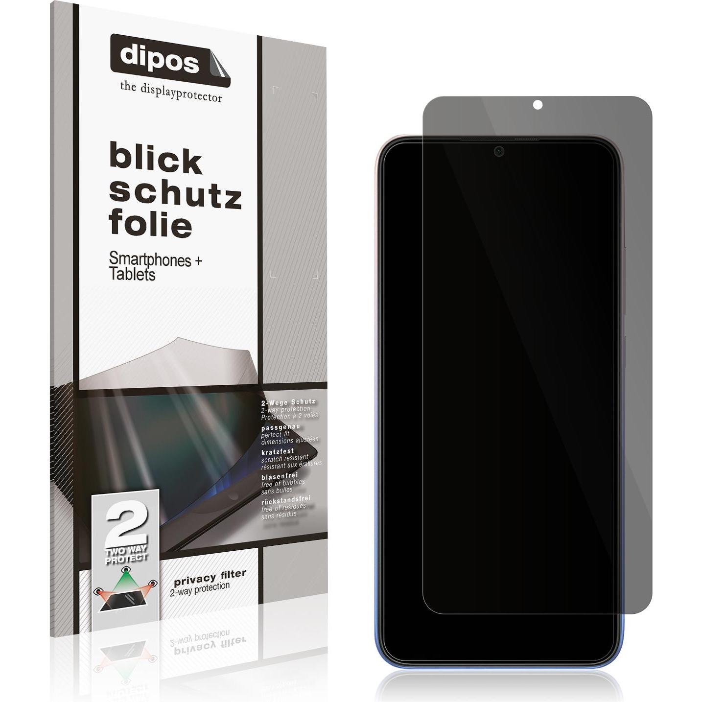 Dipos Blickschutzfolie 2-Way Anti-Shock (2 Stück, Xiaomi Redmi 9 Activ), Smartphone Schutzfolie, Transparent