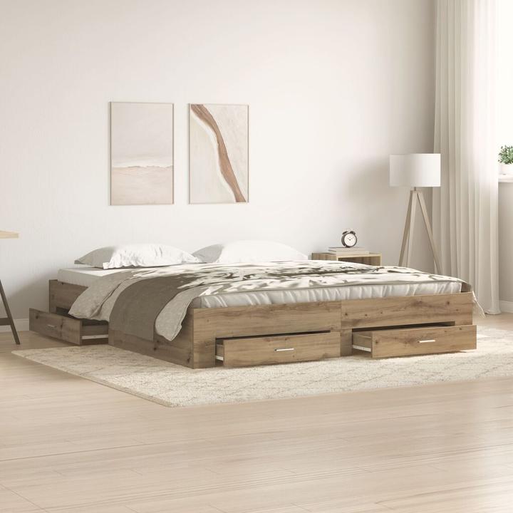 Image du produit vidaXL Lit avec tiroirs Artisan chêne 180x200 cm bois composite (180 x 200 cm)