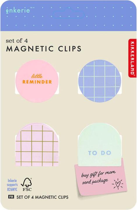 Productafbeelding Kikkerland - Inkerie Magnetic Clips - Set of 4 - 4 cm x 4 cm x 2.75 cm (4x)