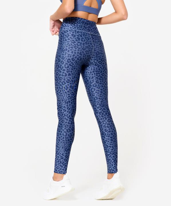 Actual product image Domyos Leggings Damen hoher Taillenbund - Leopardenprint blau (W30/L31)