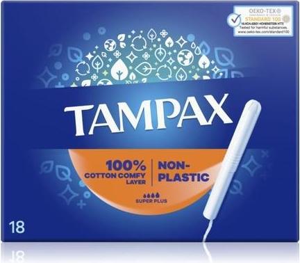 Actual product image Tampax Non-Plastic Super Plus 18.0ks